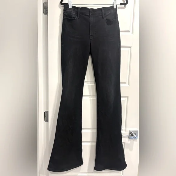 FRAME Denim Le High Flare Black Wash Jeans Womens 30 Lightly Distressed Grunge - Picture 1 of 13